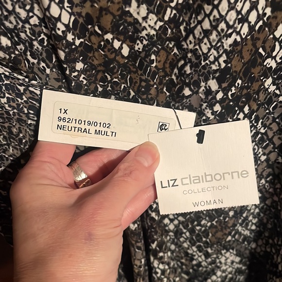 NEW LIZ CLAIBORNE NWT 1X PYTHON TANK BLOUSE WITH MATCHING BELT TIE CAREER TOP - Picture 7 of 8